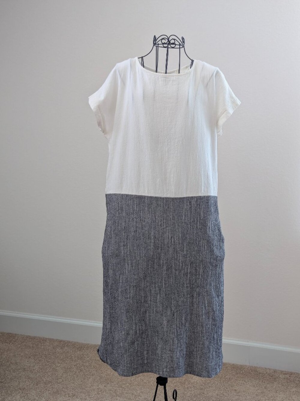 Ella Mara 100% Cotton Colorblock Midi Dress S Made in USA